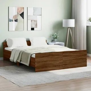 Bettgestell mit Kopf- und Fußteil Braun Eiche-Optik 140x190 cm - Braun