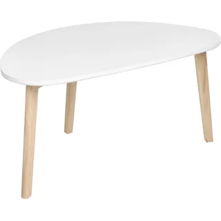 BELIANI Couchtisch Weiß MDF mit Kieferholz Beinen Hellbraun Skandinavischer Stil Asymmetrische Unregelmäßige Form Wohnzimmermöbel Klein - Weiß, Braun