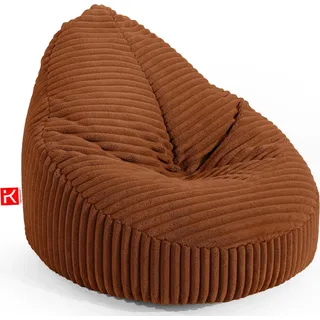 KONSIMO Sitzsack COSMO II, mit Polystyrolkugeln gefüllt, handgefertigt, Cord-Stoff - Orange