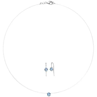 Smart Jewel "Schmuckset Collier mit Ohrschmuck, Silber 925", (), hellblau