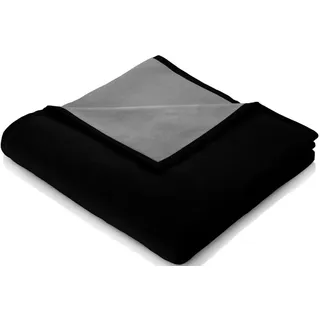 Biederlack Doubleface Kuscheldecke 150 x 200 cm Schwarz