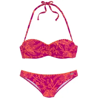 VENICE BEACH Bügel-Bandeau-Bikini Damen orange-pink bedruckt Gr.34 Cup A