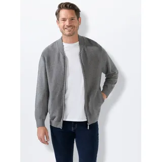Strickjacke MARCO DONATI, Herren, Gr. 48, grau (grau, meliert), 100% Baumwolle, meliert, Strickjacken Strickjacke