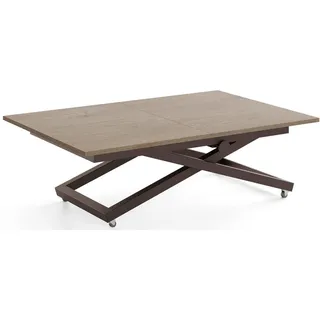 WFL Group Couchtisch Axen höhenverstellbar ausziehbar, Eiche Braun 120-160/80/38-75 cm , Greige , Metall , Nachbildung , Rechteckig,Rechteckig , 160x75x80 cm , Wohnzimmer, Wohnzimmertische, Couchtische