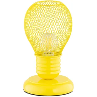 Tischleuchte Kinderzimmer Gelb h: 21 cm Metall E14 Beistell Nachttisch Lampe