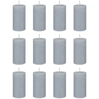 Butlers Stumpenkerze (12er-Set) Rustic Ø6,8 x 8 cm , Hellgrau , Paraffin , 7x13x7 cm , Dekoration, Kerzen & Kerzenhalter