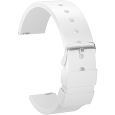 ULLCHRO Unisex Kautschuk Armband mit Edelstahl Silber Faltschließe 22mm Weiß