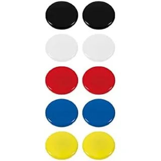 Westcott Haftmagnete 10er Pack, 30 mm, rund, je 2x weiß, schwarz, rot, blau, gelb, E-10822 00
