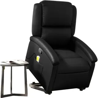 Massagesessel mit Aufstehhilfe Schwarz Kunstleder - Schwarz
