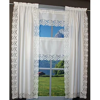 HOSSNER - ART OF HOME DECO Gardine »Rießersee« Stangendurchzug 1 Stk. tlg. mit Ausbrenner-Stickerei, beige