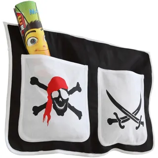 Livetastic Betttasche , Schwarz, Weiß , Textil , Pirat , 2 Fächer , 56x32x2 cm , Babymöbel & Kindermöbel, Kinderzimmer & Jugendzimmer, Kinderbettzubehör