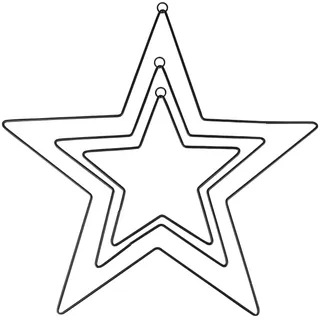 Ideen mit Herz Metallringe in Sternform | Metallsterne mit Aufhänge-Öse | 3 mm stark | 3 Stück | Verschiedene Größen: Ø 15 cm, 20 cm, 30 cm | Deko-Anhänger-Basteln, Fensterdeko, Deko-Sterne | schwarz