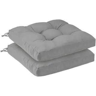 PRIMEPATIO 2er Set Sitzkissen Outdoor wasserdicht 45x45x8 cm – UV-beständige Polster für Gartenstühle, Terrassenmöbel, Rattansessel – langlebige Stuhlkissen für Balkon, Pool, Camping, Hellgrau