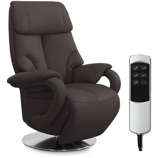 CAVADORE Ledersessel Istanbul / Fernsehsessel mit elektrisch verstellbarer Relaxfunktion / 2 E-Motoren / 80 x 115 x 79 / Echtleder: Braun