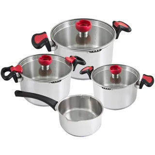 Kopf Topfset Nelo, Edelstahl, Induktion, 7-teilig , Kunststoff , Rund , wärmeisolierter Griff , Kochgeschirr, Töpfe, Topfsets