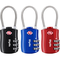 TSA Gepäckschlösser, [3 Stück] Diyife 3-stelliges Sicherheitsschloss, Kombinationsschlösser, Codeschloss für Reisekoffer Gepäcktasche Etui etc.(Schwarz+Blau+Rot)