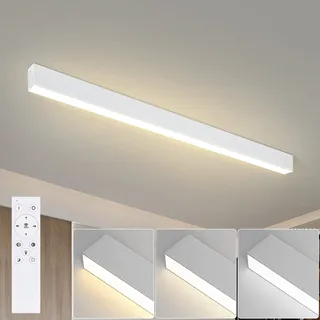 Glitzerlife LED Deckenlampe Weiß Deckenleuchte - 107CM Wohnzimmerlampe Dimmbar Lang Bürolampe Decke 32W Küchenlampe Modern mit Fernbedienung Büro Deckenbeleuchtung Panel für Küche Schlafzimmer