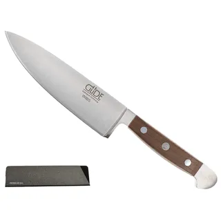 Güde Alpha Walnuss Messer Solingen Kochmesser Allzweckmesser 16cm mit Gravur + Prymo Klingenschutz