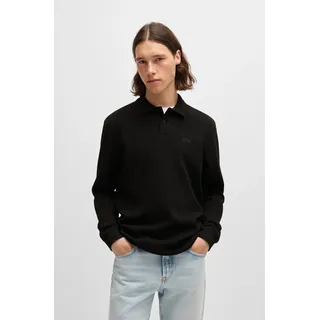 Poloshirt BOSS ORANGE "Petempestolong", Herren, Gr. XXL, schwarz (schwarz001), Jersey, Obermaterial: 82% Baumwolle, 12% Polyamid, 6% Elasthan, unifarben, regular fit, hoch geschlossener Ausschnitt, eingesetzt Bündchen, Shirts Poloshirt, mit Knopfleiste
