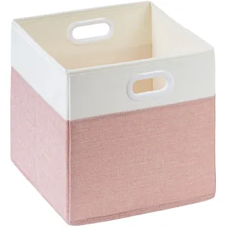 SOCOHOME Aufbewahrungsboxen Stoff, 28x28x28cm Faltbare Korb aufbewahrung für Truhen Spielzeug Regal,Waschbar(Rosa/Weiß, 1 Pack)