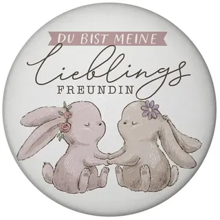 speecheese Hasen Magnet rund rund mit Spruch Du bist Meine Lieblingsfreundin Schwesterherz Freundin Pastell Kaninchen Freundschaftsgeschenk Geburtstag