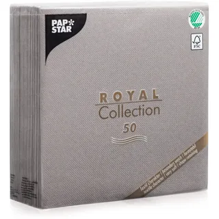 Papstar Servietten / Tissueservietten grau "Royal Collection" 40 x 40 cm, 1/4-Falz, ideal geeignet für Gastronomie, Haushalt oder Feste, FSC-zertifiziertes Material #10822, 1 X 50er Pack