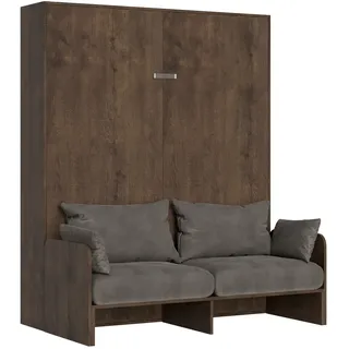 Doppelbett Sofà Kentaro vertikal klappbar Walnuss Klappbett - Braun