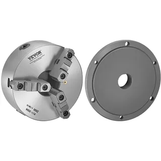 Vevor 3-Backen-Drehfutter, φ200 mm, Spannfutter mit 57,15-mm-8-Gewinde-Trägerplatte, 4-200 mm Spannbereich mit T-Schlüsselschrauben, HT300-Material, für Holz-Metall-Drehmaschinen