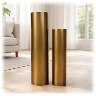 Leewadee Bodenvase Set (2 Stück) - große, hohe Metal Deko-Vasen in Gold, 60/47 cm - stilvolles Statement für Wohnzimmer, Schlafzimmer, Flur, Kamin & Büro - für Pampasgras & Kunstzweige