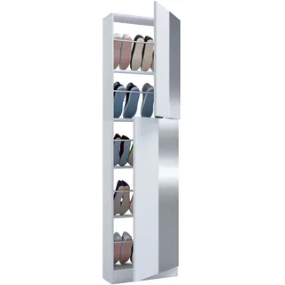 Schuhschrank VCM "Holz Schuhschrank Schuhkommode Fulisa XL Spiegel", weiß, B:50cm T:17cm, Obermaterial: 100% Holz Wood., Schränke, Schuhschrank
