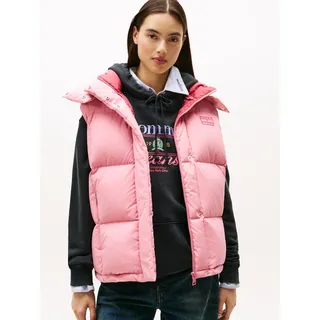 Steppweste TOMMY JEANS "TJW ALASKA GRID DOWN VEST", Damen, Gr. L (40), rosa (mystic pink), Web, Obermaterial: 100% Polyester, unifarben, regular fit, hoch geschlossener Ausschnitt, Westen Steppweste