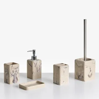 Beliani Badaccessoires Set 5-teilig Beige/Silber
