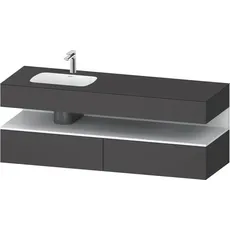 Duravit Qatego Einbauwaschtisch mit Konsolenwaschtischunterbau, 1600x550x600mm, Nische Weiß Matt, Becken links, QA4795018, Farbe: Graphit Matt/mit Nischenbeleuchtung