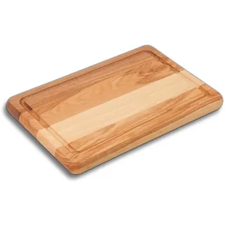 HOFMEISTER® Schneidebrett Eiche massiv – Holzbrett mit Unikat-Maserung, klingenschonend, Handarbeit – mit Saftrille, 30 x 20 x 2 cm (1 Stück)