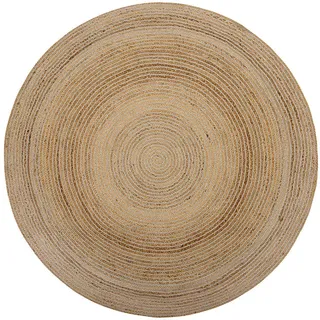 Beliani Teppich geflochten Akbelen 140/140 cm , Beige , Naturmaterialen , Rund , 140x140 cm , Teppiche und Böden, Teppiche, Webteppiche