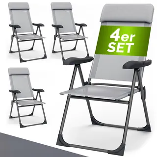 Gartenstuhl klappbar 4er-Set Grau Alu Hochlehner verstellbar