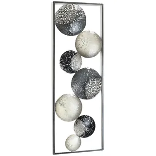 Kobolo Wandbild Wanddeko Metallbild SLICES Metall weiß silber 31x89 Grau