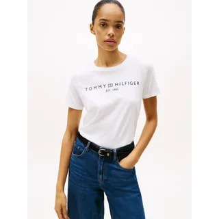 Tommy Hilfiger Reg Corp Logo Kurzarm-T-Shirt Weiß M