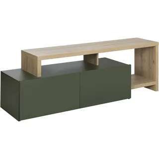 Gami TV-Board "CRAFT", grün (artisan eiche nachbildung, grün), B:155cm H:50cm T:45cm, Spanplatte, Sideboards, TV-Board, TV-Möbel mit 2 Türen