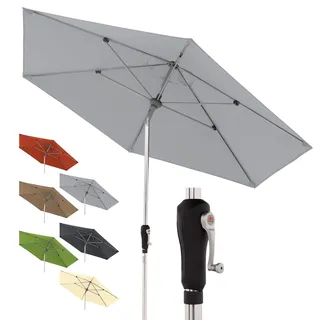 Doppler Sonnenschirm SL-AZ Auto Tilt 275 cm Hellgrau I Gartenschirm knickbar I Kurbelschirm mit UV-Schutz 80+ I Kurbelschirm aus Aluminium I regenabweisendes Polyester-Schirmdach