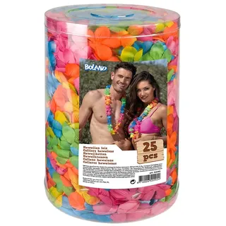Boland 52292 - Hawaii-Ketten im Set, 25 Stück, Mehrfarbig, Blumen-Ketten, Sommer, Strand, Garten-Party, Accessoire, Zubehör, Beach-Party, Mottoparty, Karneval