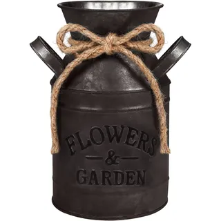 Belle Vous Rustikale Deko Blumenvase aus Metall - B11,3 x H19 cm - Verzinkte Milchkanne Deko Vase im Shabby Chic Vintage Stil - Vase Deko Landhausstil für Haus/Hochzeitsdeko & Garten Pflanzen