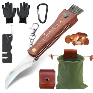 XHYASD Pilzmesser Set Mit Bürste Edelstahl Klappbar 6 in 1 Set