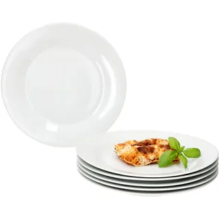 MamboCat Tommy 6er Set Speiseteller I Ø 24cm I weiße Porzellan-Essteller 6 Personen I große Teller für Hauptmahlzeiten, zum Grillen & Co. I Geschirr für Frühstück, Mittag, Kaffee & Abendbrot