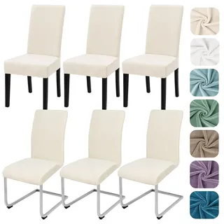 Alishomtll Stretch Samt Stuhlhussen 6er Set Stuhlbezug Schwingstuhl Beige | Elastische Stuhlhussen Schwingstuhl Stuhlbezug Universal hussen für stühle Waschbare Esszimmerstühle Bezug Küche Hochzeit