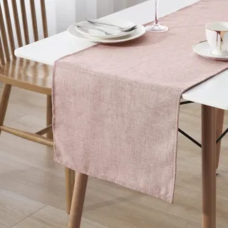 Decomira Tischläufer wasserabweisend Leinen-Optik - Fleckschutz, abwaschbar - Als Garten-Tischdecke Outdoor für Esstisch - Rosa - 30x100 cm