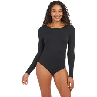 Spanx Damen Scoop Neck Long Sleeves Bodysuit Shapewear Ganzkörper-Body, Classic Black, L