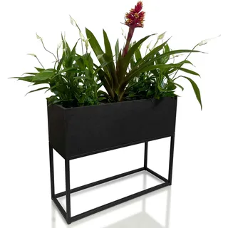 Blumenbeet quadratisch LOFT FIORINO aus Metall 62x22x50 cm - Schwarz