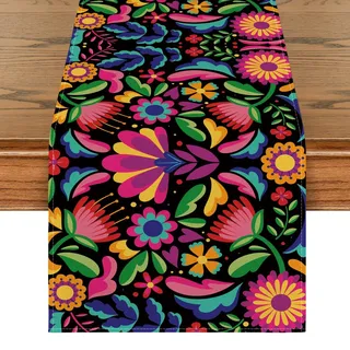 Artoid Mode Mexikanische Blumen Cinco de Mayo Tischläufer, Saisonnal Küche Tisch Drinnen Urlaub Party Dekor 40x140 cm