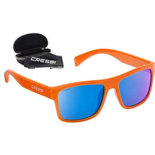 Cressi Unisex-Erwachsene Spyke Sunglasses Sport Sonnenbrillen, Orange/Verspiegelte Linsen Blau, Einheitsgröße